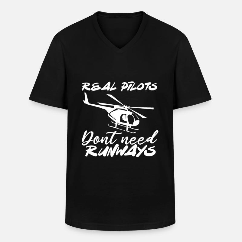 Helikopter Pilot Hubschrauber fliegen Propeller - Männer-T-Shirt mit V-Ausschnitt - Schwarz