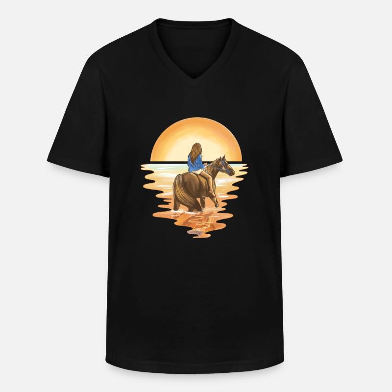 Pferd - Männer-T-Shirt mit V-Ausschnitt - Schwarz