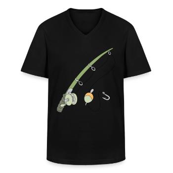 Angel Angler angeln Rute Angelrute - Männer-T-Shirt mit V-Ausschnitt - Schwarz - Vorne - AI Model Male 178 dark (178cm)