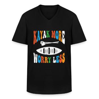 Kayak Bateau Canoë Paddle Double Paddle - T-shirt col V Homme - noir - Devant - AI Model Male 178 dark (178cm)