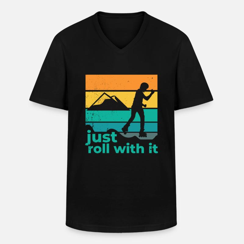 Rollerblades Rollschuhe Inlineskater - Männer-T-Shirt mit V-Ausschnitt - Schwarz