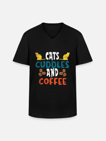 Cats Kitten Coffee Pet - Men's V-Neck T-Shirt - black