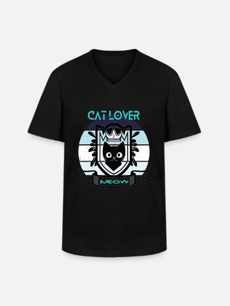 Cat Cats Cat Lover Pet - Men's V-Neck T-Shirt - black
