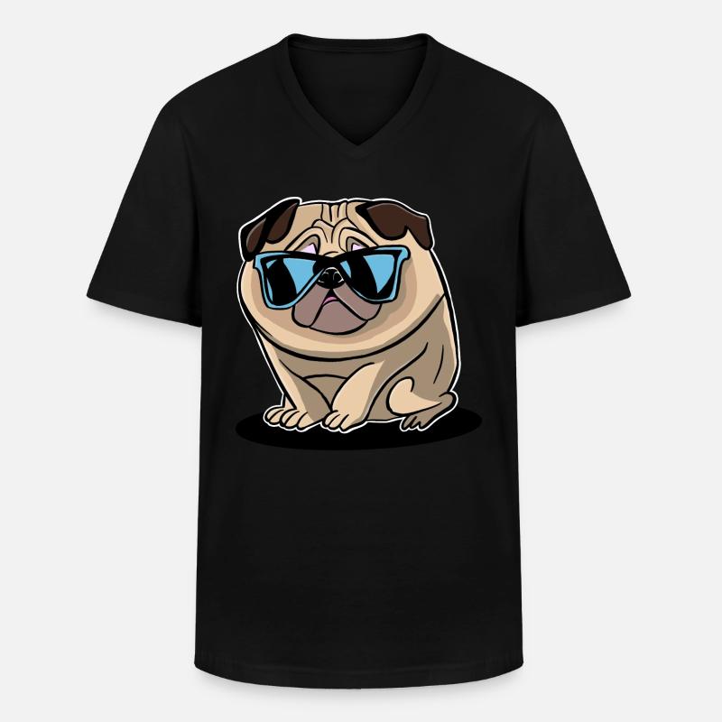 Mops - Männer-T-Shirt mit V-Ausschnitt - Schwarz