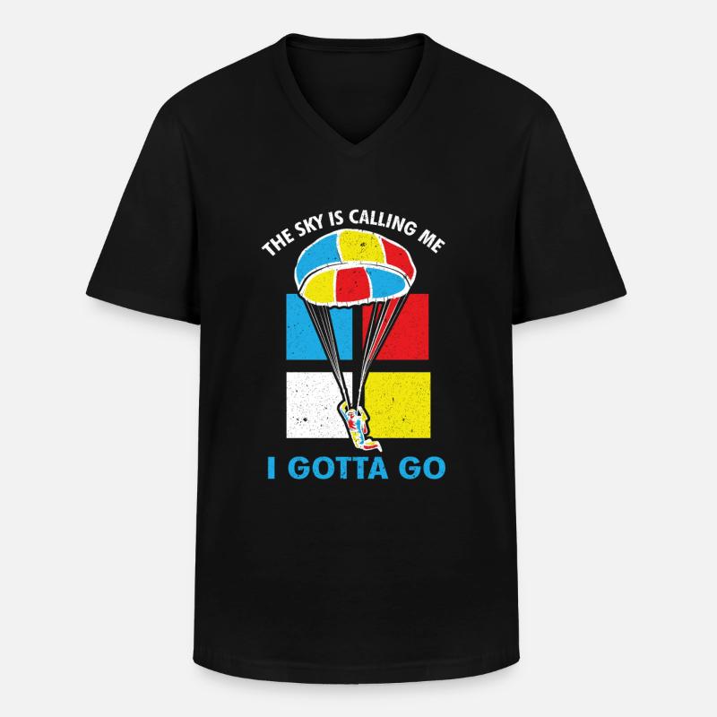 Fallschirmspringen Fallschirm Luftsport - Männer-T-Shirt mit V-Ausschnitt - Schwarz