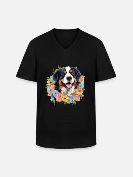 Bouvier bernois - T-shirt col V Homme - noir