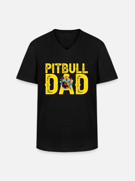 Pitbull Pittie: Papa Pitbull - T-shirt col V Homme - noir