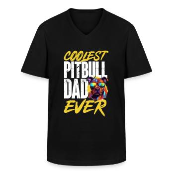 Pitbull Pittie - Le papa Pitbull le plus cool de tous les temps - T-shirt col V Homme - noir - Devant - AI Model Male 178 dark (178cm)