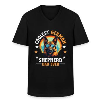 Dog Breed Coolest German Shepherd Dad Ever - Men's V-Neck T-Shirt - black - Front - AI Model Male 178 dark (178cm)