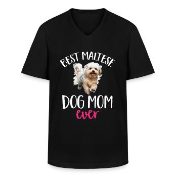 Maltese Dog Breed Pet Best Maltese Dog Mom ever - Männer-T-Shirt mit V-Ausschnitt - Schwarz - Vorne - AI Model Male 178 dark (178cm)