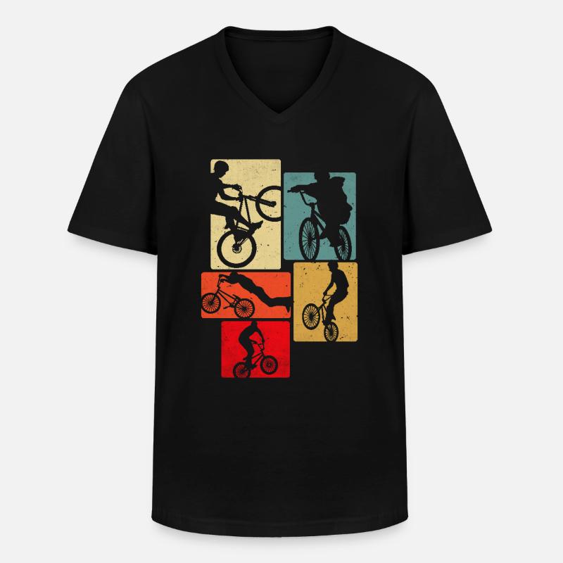 Fahrrad Retro - Männer-T-Shirt mit V-Ausschnitt - Schwarz