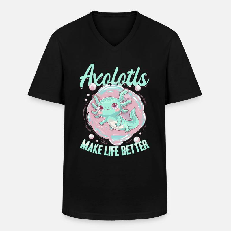 Cute Axolotl Axolotls Make Life Better - Männer-T-Shirt mit V-Ausschnitt - Schwarz