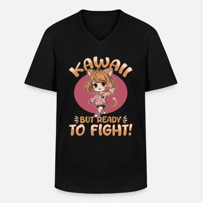 Anime Chibi Kawaii - Männer-T-Shirt mit V-Ausschnitt - Schwarz