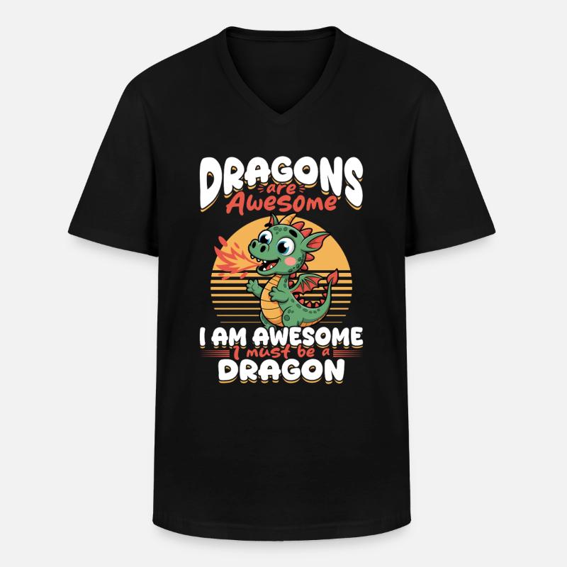 Fantasy Dragons Mythical Creatures - Männer-T-Shirt mit V-Ausschnitt - Schwarz
