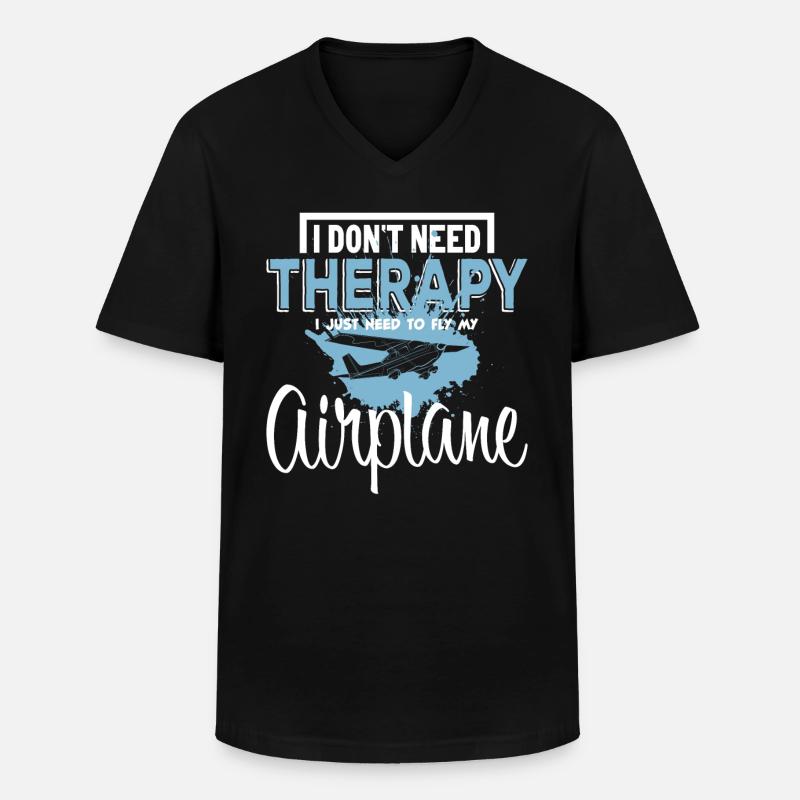 Flugzeug - Männer-T-Shirt mit V-Ausschnitt - Schwarz