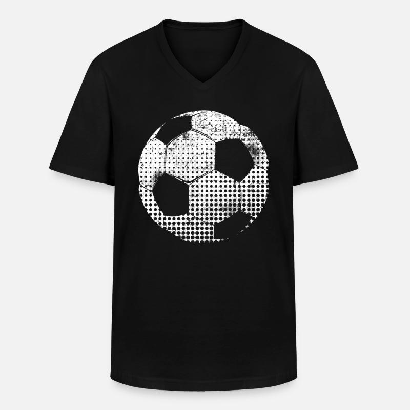 Fußball - Männer-T-Shirt mit V-Ausschnitt - Schwarz