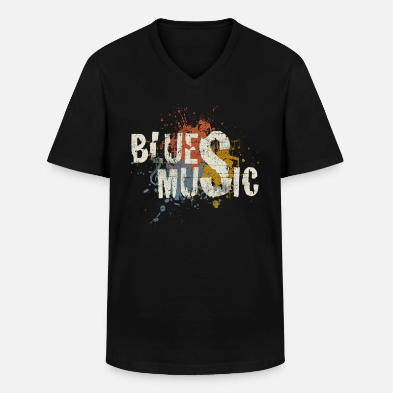 Blues - Männer-T-Shirt mit V-Ausschnitt - Schwarz