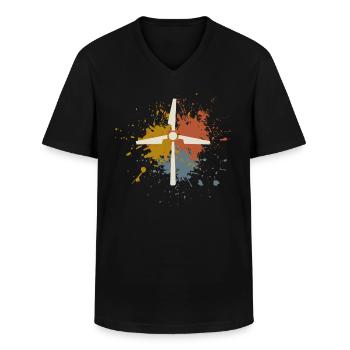 Énergie éolienne - T-shirt col V Homme - noir - Devant - AI Model Male 178 dark (178cm)