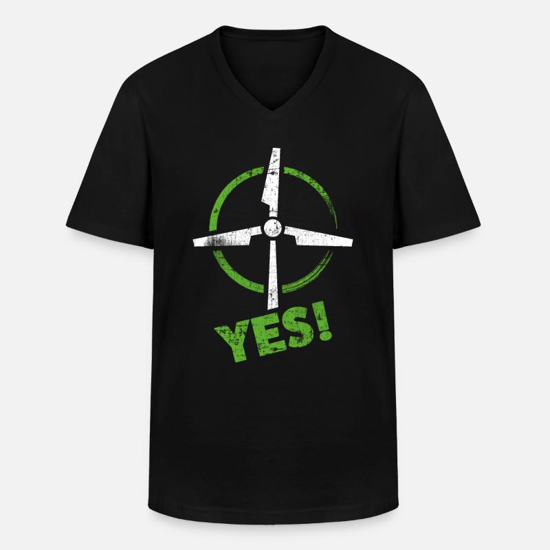 Windkraft Windenergie - Männer-T-Shirt mit V-Ausschnitt - Schwarz