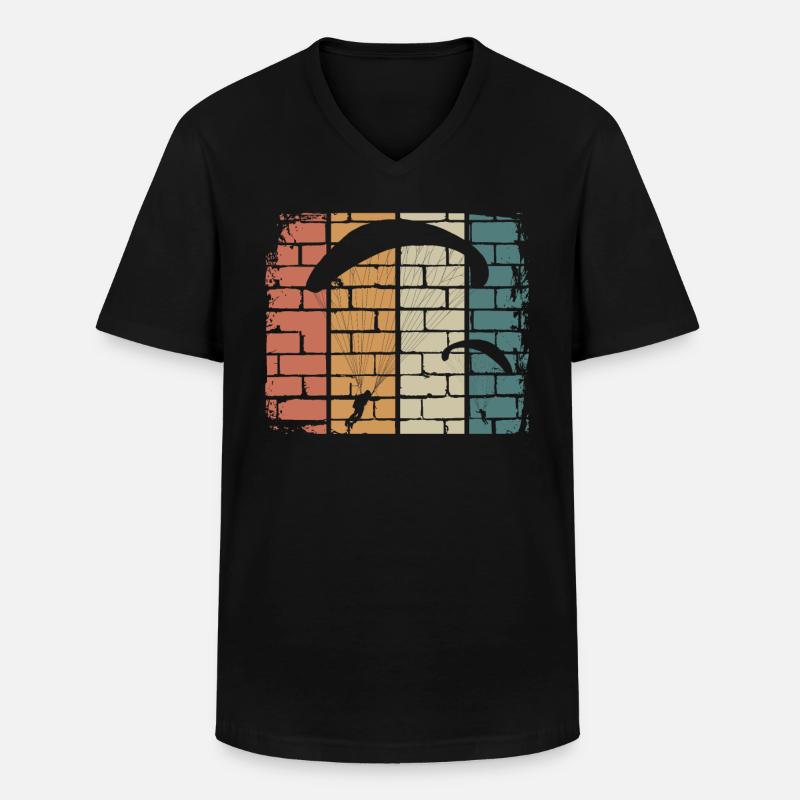 Fallschirm Gleitschirm - Männer-T-Shirt mit V-Ausschnitt - Schwarz