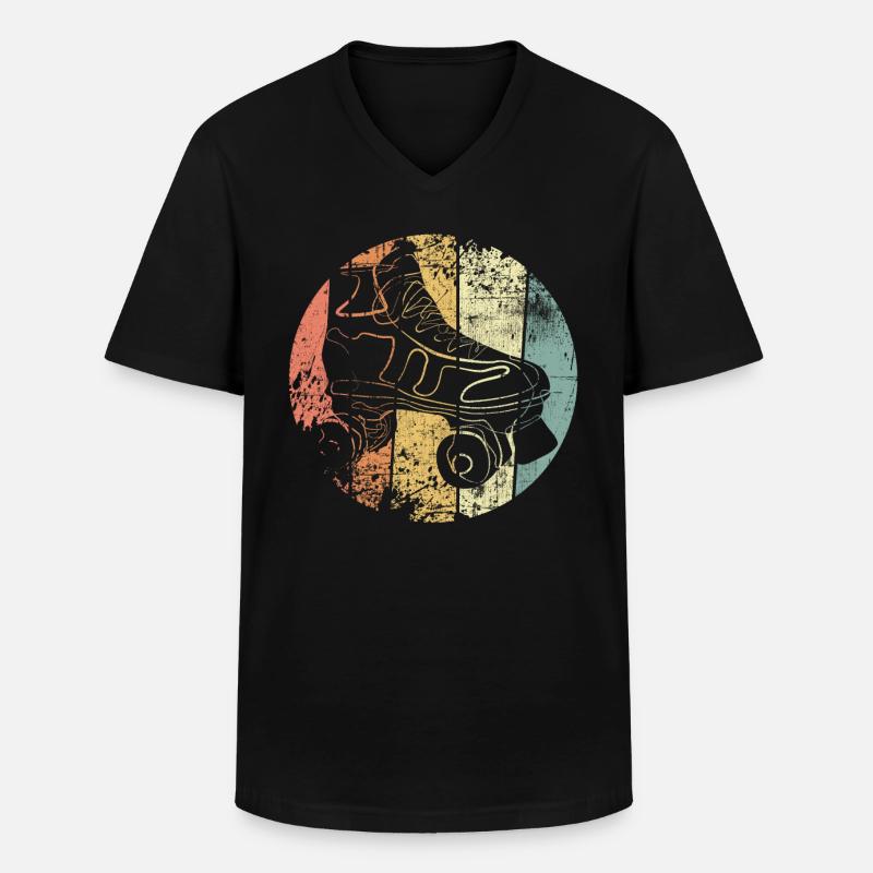 Rollschuh - Männer-T-Shirt mit V-Ausschnitt - Schwarz