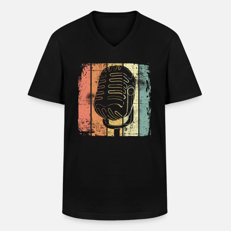 Sänger retro - Männer-T-Shirt mit V-Ausschnitt - Schwarz