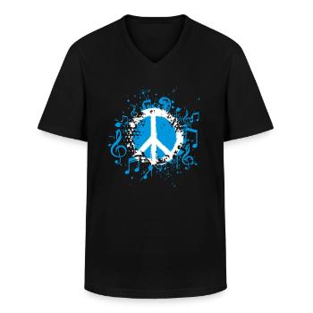 Peace Frieden Musik - Männer-T-Shirt mit V-Ausschnitt - Schwarz - Vorne - AI Model Male 178 dark (178cm)