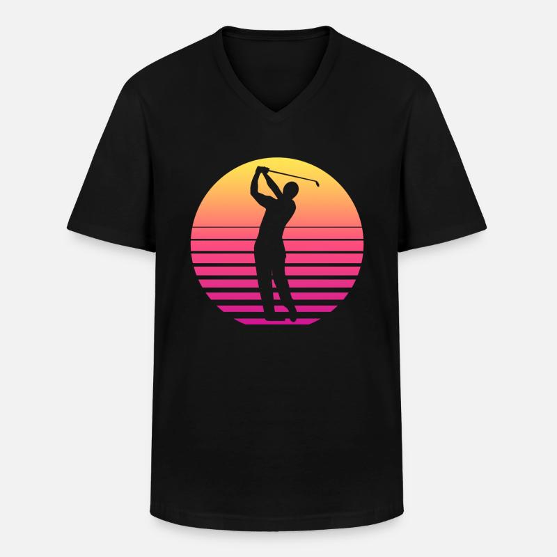 Golf Golfer Golfen Retro 80er - Männer-T-Shirt mit V-Ausschnitt - Schwarz
