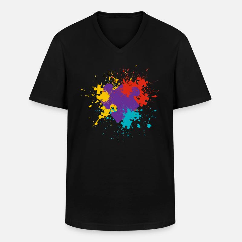 Puzzle - Männer-T-Shirt mit V-Ausschnitt - Schwarz