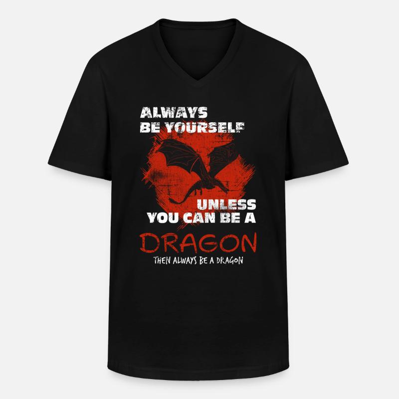 Drache - Männer-T-Shirt mit V-Ausschnitt - Schwarz
