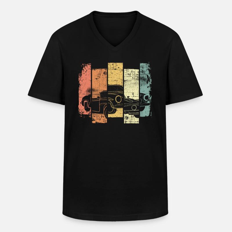 Oldtimer Cabrio - Männer-T-Shirt mit V-Ausschnitt - Schwarz