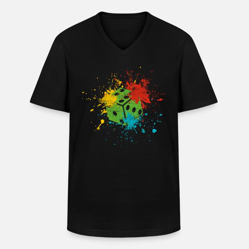 Würfel - Männer-T-Shirt mit V-Ausschnitt - Schwarz