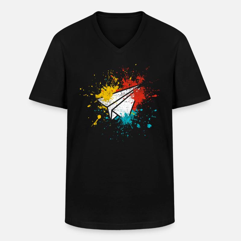 Papierflieger Pilot - Männer-T-Shirt mit V-Ausschnitt - Schwarz