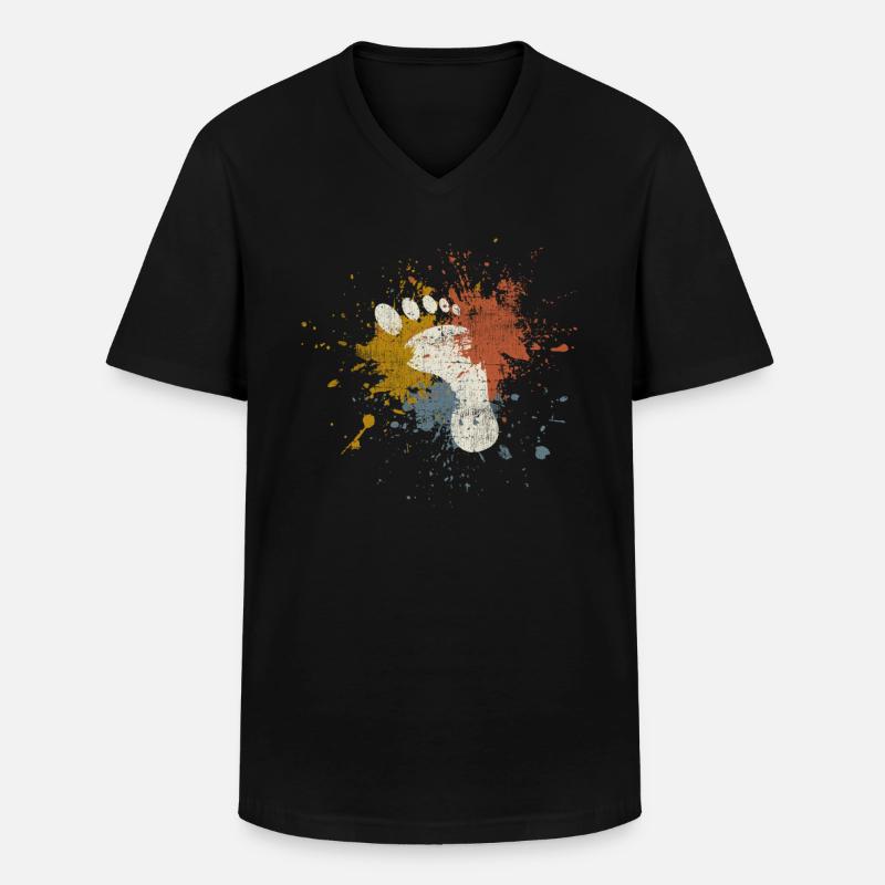 Fuß - Männer-T-Shirt mit V-Ausschnitt - Schwarz