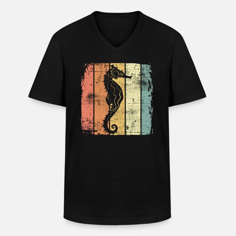 Seepferdchen - Männer-T-Shirt mit V-Ausschnitt - Schwarz