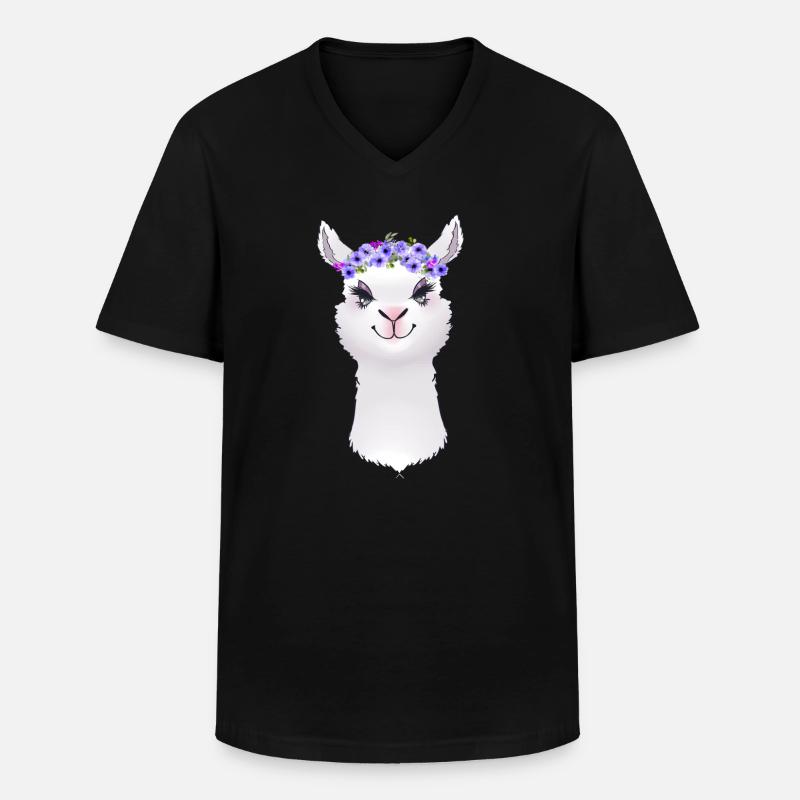 Lama Alpaka Tier - Männer-T-Shirt mit V-Ausschnitt - Schwarz