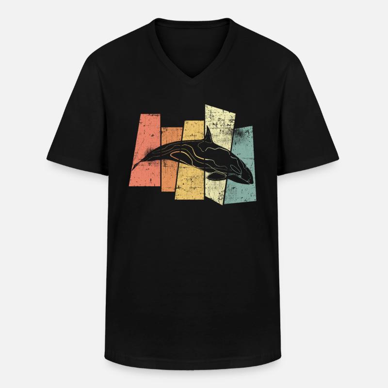 Orca - Männer-T-Shirt mit V-Ausschnitt - Schwarz