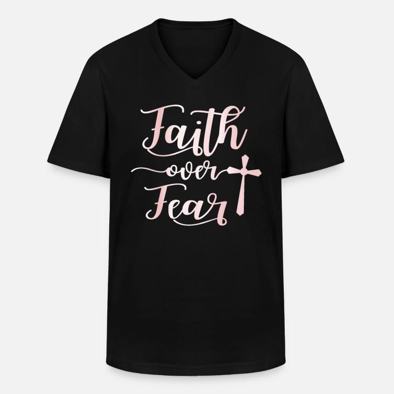 Glaube über Angst - Männer-T-Shirt mit V-Ausschnitt - Schwarz