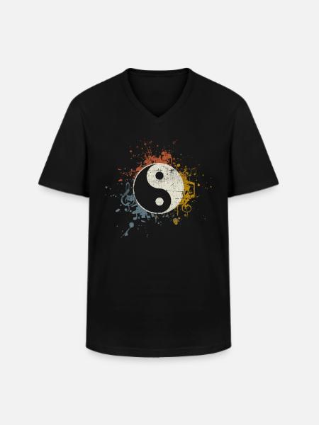 Meditation Music Yin Yang - Men's V-Neck T-Shirt - black