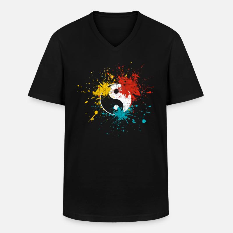 Yin Yang - Männer-T-Shirt mit V-Ausschnitt - Schwarz