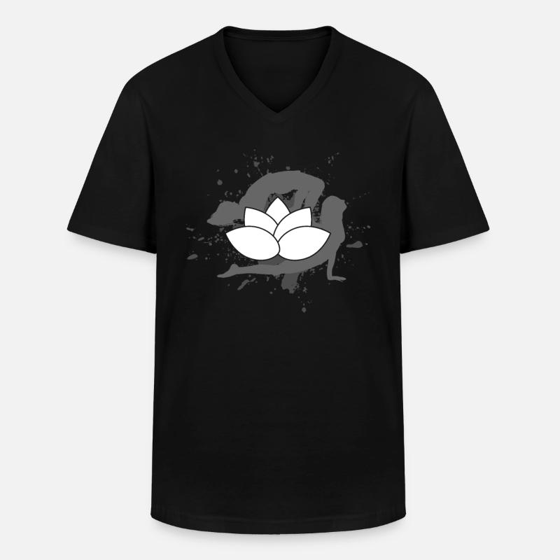 Yoga - Männer-T-Shirt mit V-Ausschnitt - Schwarz