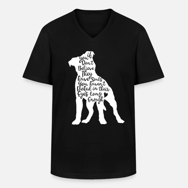 Pitbull Seele - Männer-T-Shirt mit V-Ausschnitt - Schwarz