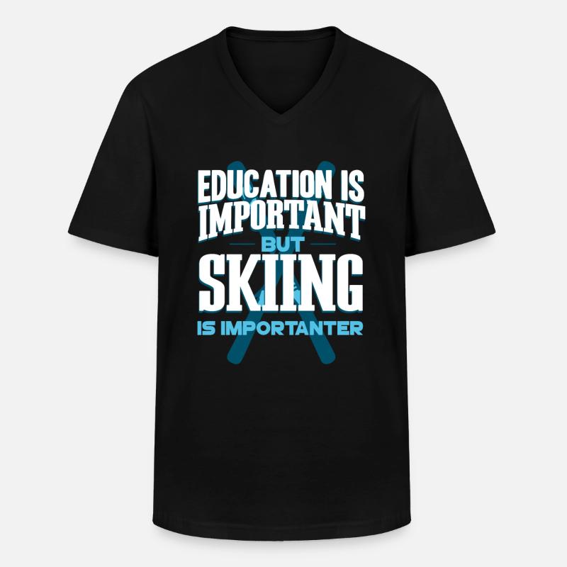 Ski - Männer-T-Shirt mit V-Ausschnitt - Schwarz
