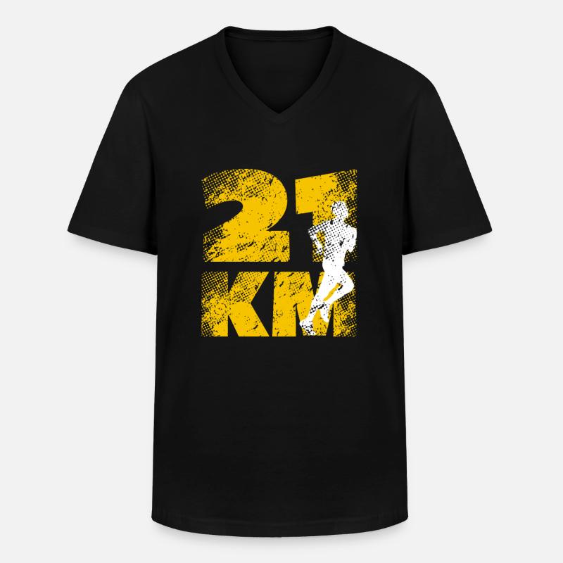 Halbmarathon - Männer-T-Shirt mit V-Ausschnitt - Schwarz
