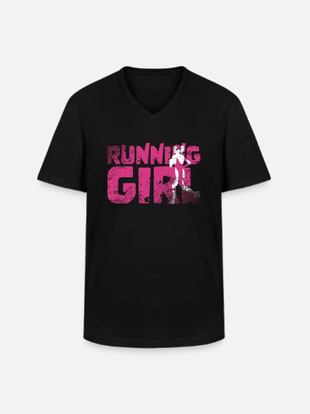 Runner running girl - Men's V-Neck T-Shirt - black
