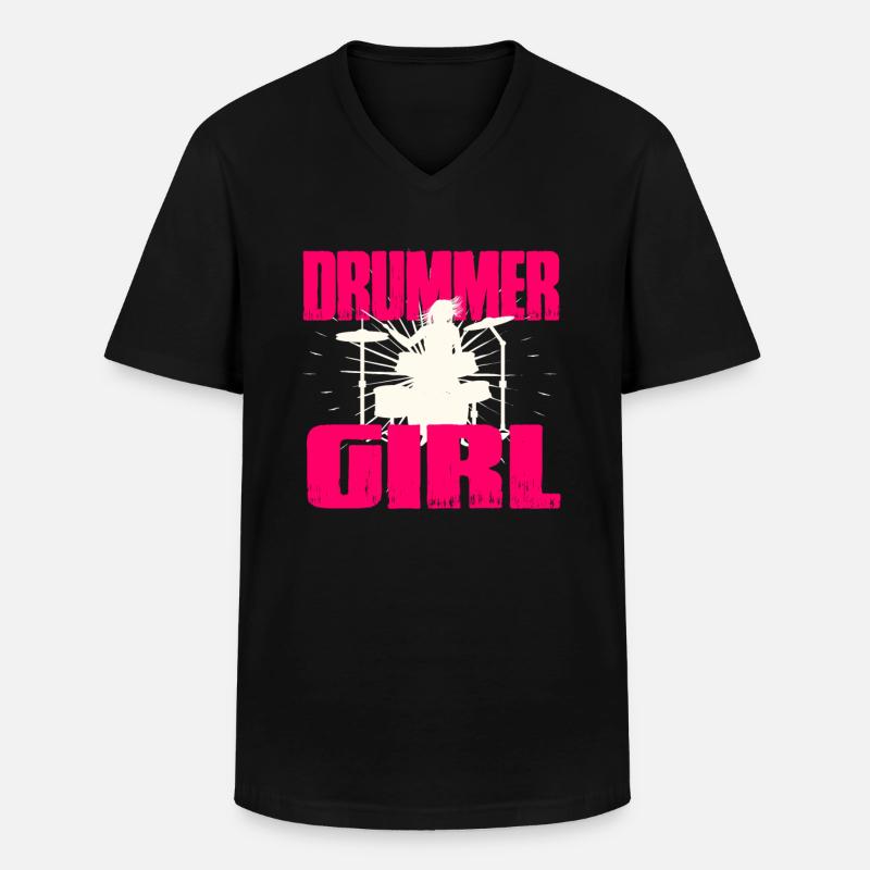 Schlagzeug Mädchen - Männer-T-Shirt mit V-Ausschnitt - Schwarz