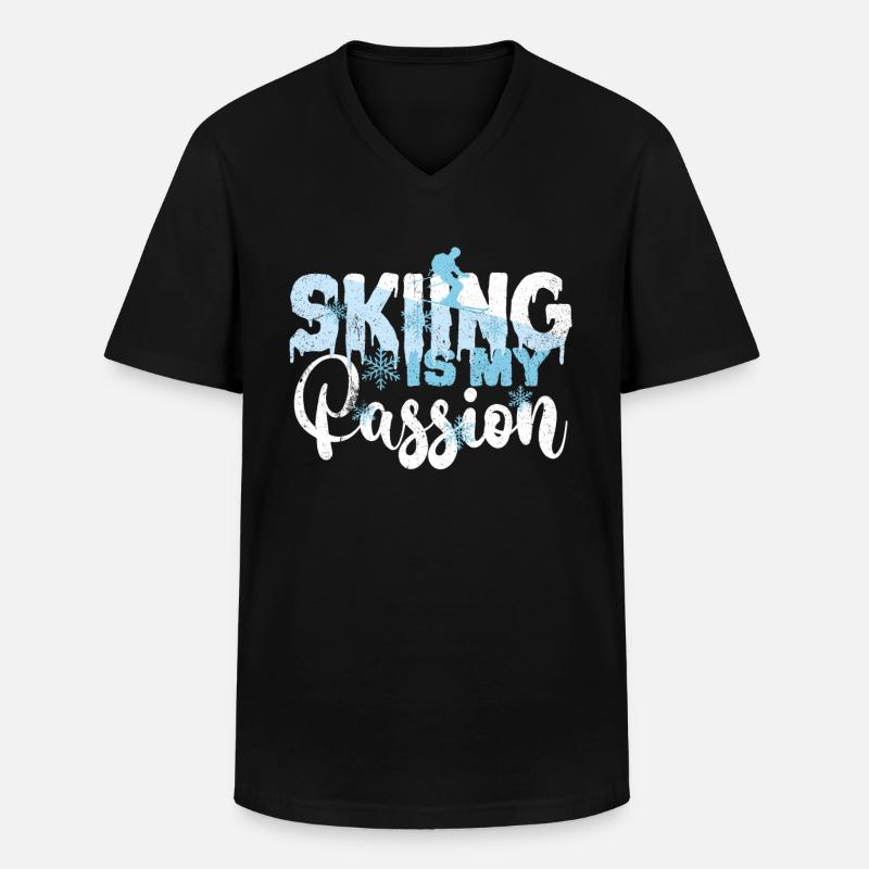Ski - Männer-T-Shirt mit V-Ausschnitt - Schwarz