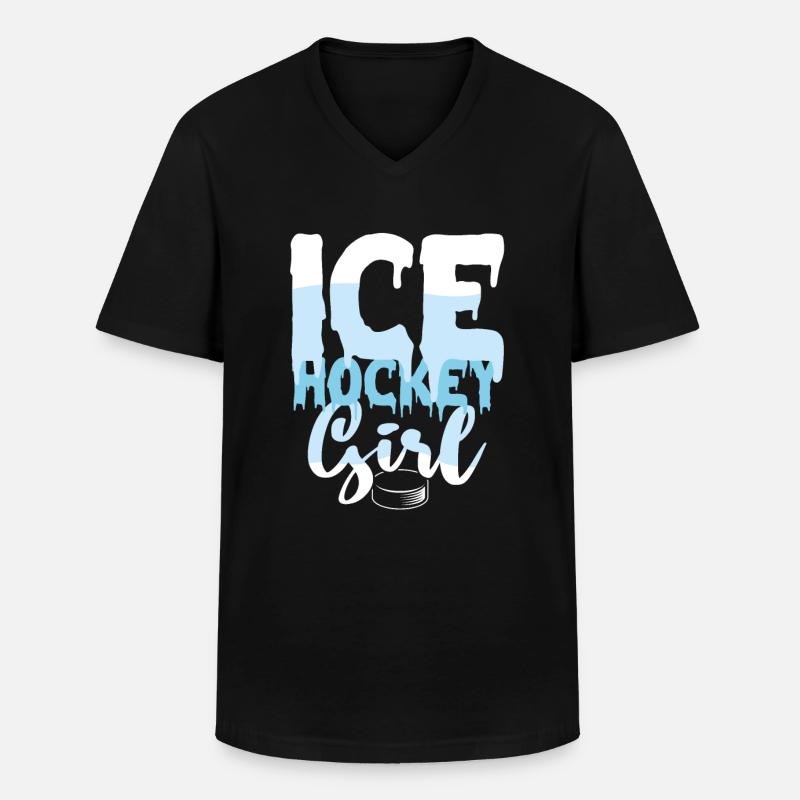 Eishockey Mädchen - Männer-T-Shirt mit V-Ausschnitt - Schwarz