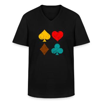 Jeu de cartes - T-shirt col V Homme - noir - Devant - AI Model Male 178 dark (178cm)