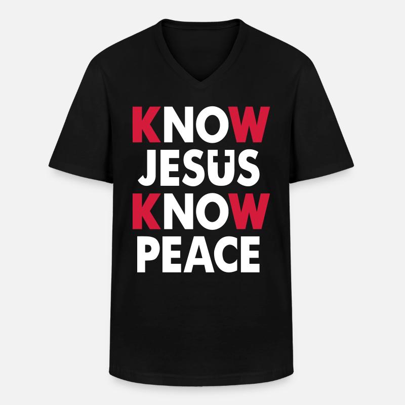 Know Jesus - Know Peace - Männer-T-Shirt mit V-Ausschnitt - Schwarz